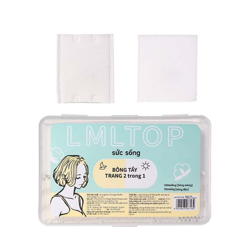 LMLTOP transfronterizo exclusivamente para algodón cosmético dos en uno de grosor fino VN 550 piezas de algodón desmaquillante sándwich TOP-008