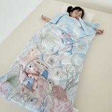 2025秋冬豆豆暖绒抖音卡ban源头工厂同款品质数码儿童睡袋防踢被