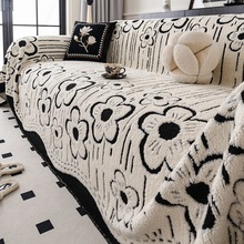 工厂定制秋冬新款毛绒沙发巾一片式全包沙发套罩防滑沙发盖布批发