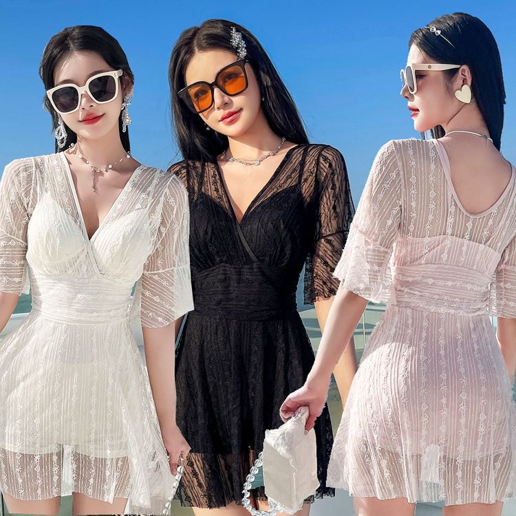 泳衣女裙式连体保守遮肚显瘦韩国ins风钢托聚拢仙女范温泉游泳装