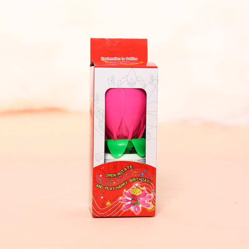 Triángulo transfronterizo pierna giratoria Lotus vela cumpleaños pastel decoración creativa fiesta música electrónica Lotus vela