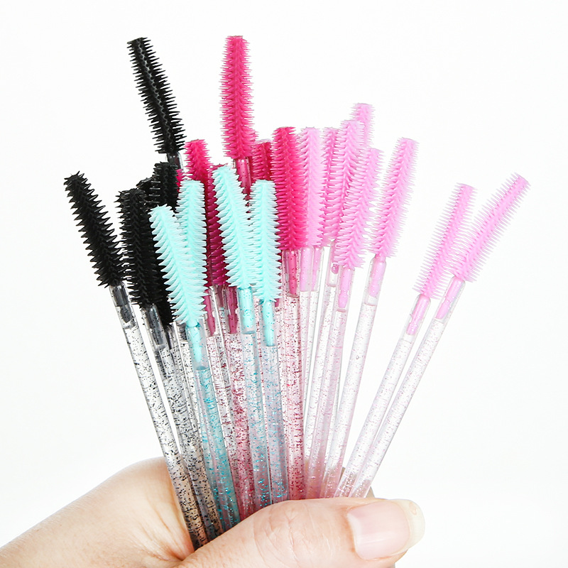Wholesale Disposable Crystal Rod Silicone Eyelash Brush Grafting Eyelash Roll Eyebrow Comb Color Makeup Brush Tool
