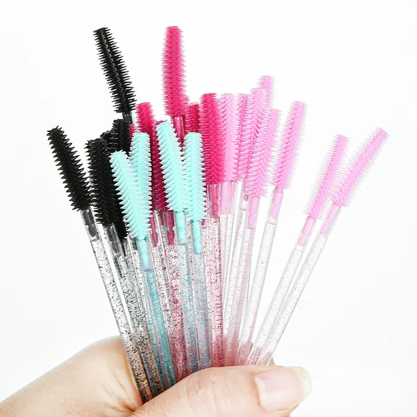 Wholesale Disposable Crystal Rod Silicone Eyelash Brush Grafting Eyelash Roll Eyebrow Comb Color Makeup Brush Tool