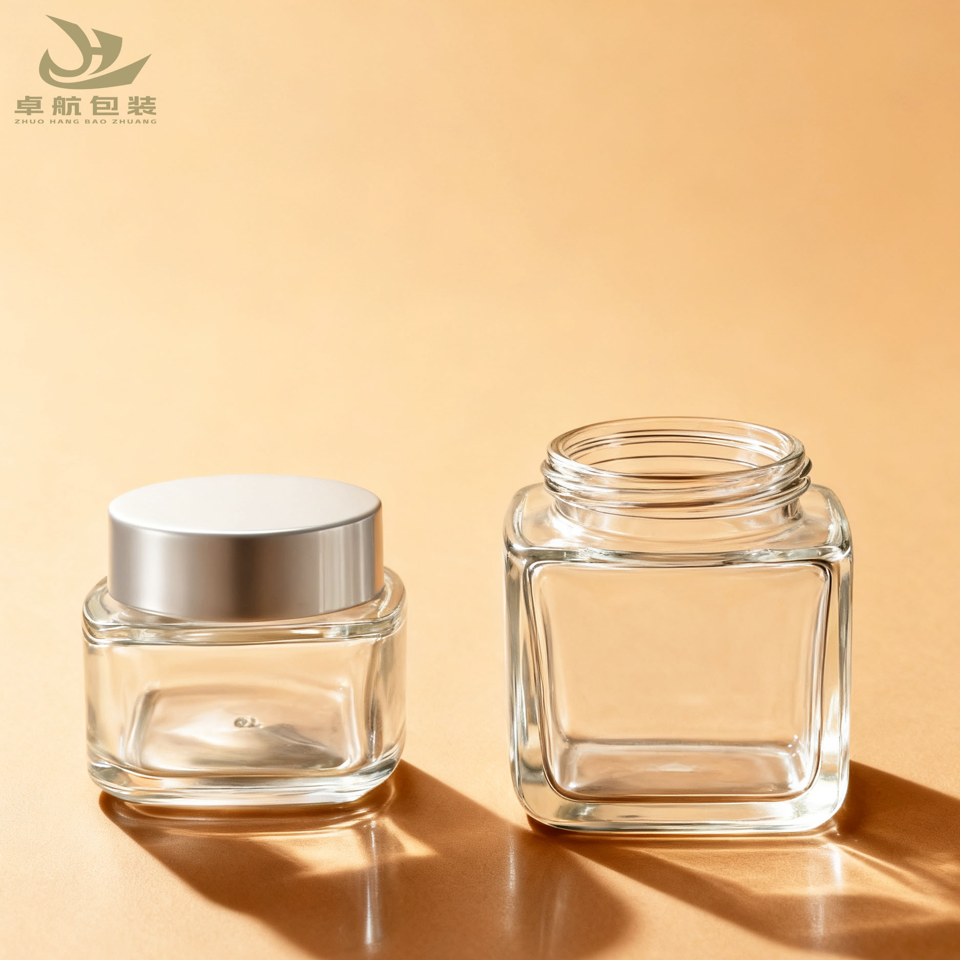 新款120g方形膏霜瓶 面膜眼霜四方瓶 面霜玻璃罐 透明膏霜玻璃瓶