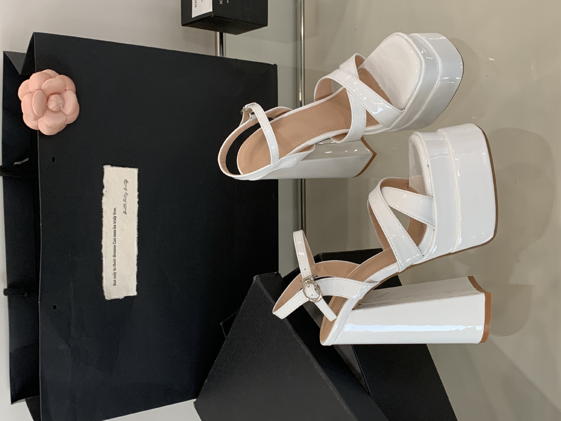 Sandal nữ cao gót đế xuồng platform mũi vuông thời trang — đen chi tiết 32