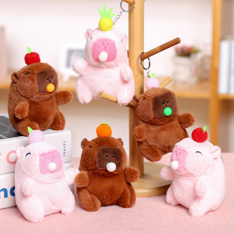 Colorful Bubble-Blowing Capybara Plush Toy, Internet-Famous Capybara Doll Keychain Pendant