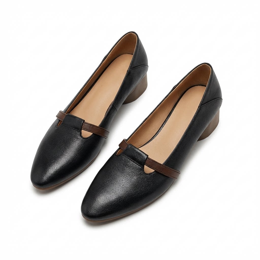 2026 primavera nuevo tacones gruesos de tacones bajos zapatos de trabajo negros de verano transpirables image 6