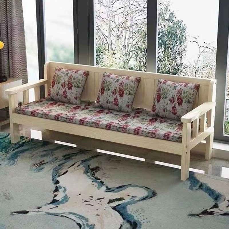 Solid wood sofa set, simple design for small spaces, suitable for balcony, bedroom, living room, three or four-seater with backrest, new model