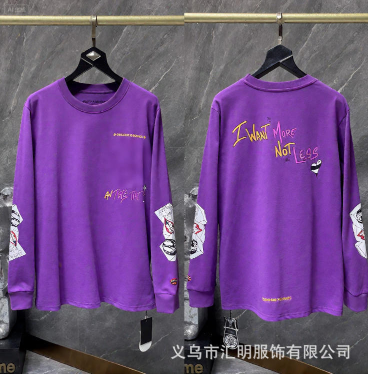 新款跨境CH克罗潮牌MattyBoy红唇十字针长袖圆领卫衣时尚百搭上衣|undefined