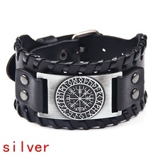 New Retro Wide Leather Pirate Compass Bracelet Men's跨境专供