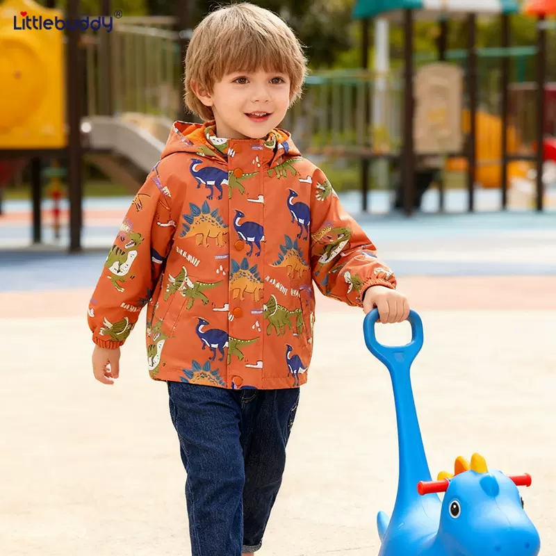 跨境欧美风男童加绒风衣外套秋冬新款欧美中小童加厚连帽冬拉链衫