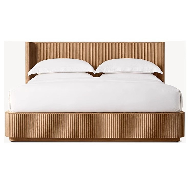 RH美式简约轻奢实木双人床酒店别墅主卧1.8米床法式复古实木床