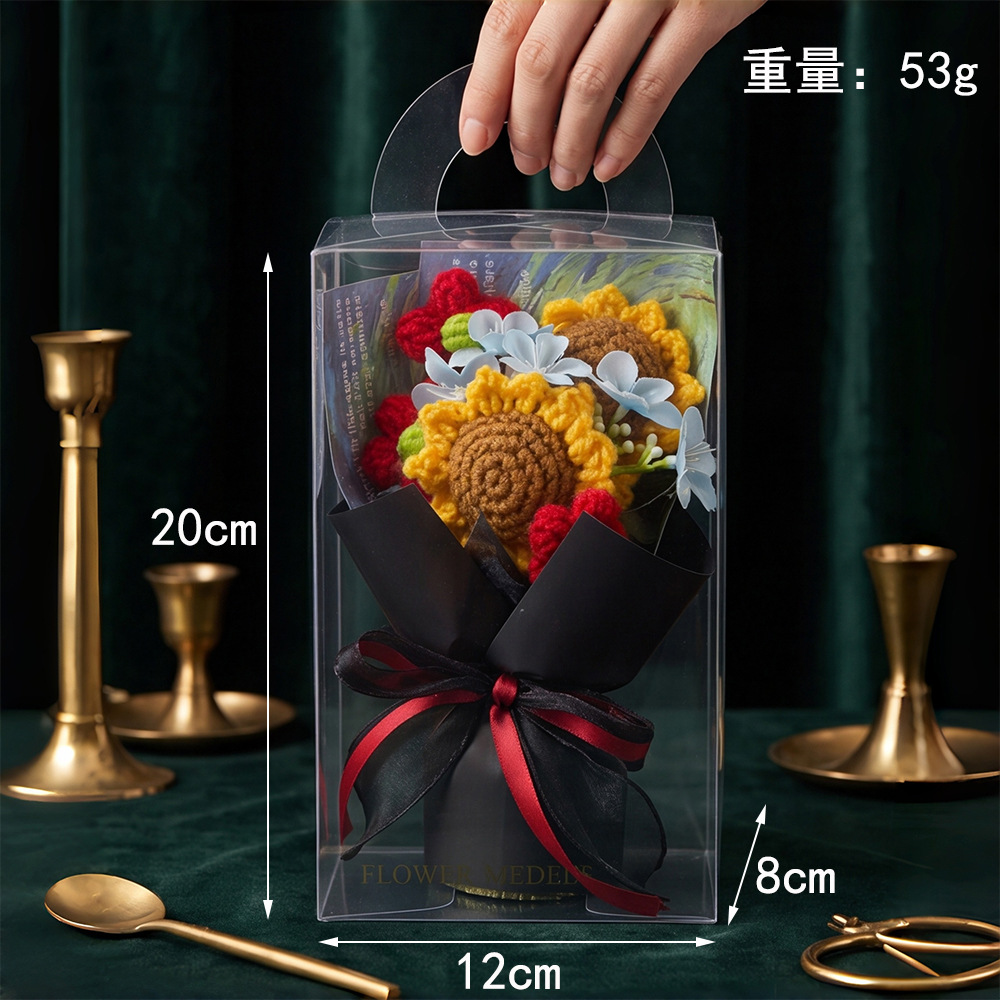 手工编织针织向日葵太阳花永生花束送老师伴手礼七夕教师节礼物