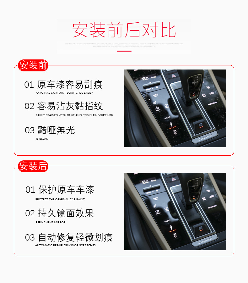 23 New Models of Macan Cayenne Center Console Gear Shift Interior Film Panamera Tpu Interior Protective Film Modification