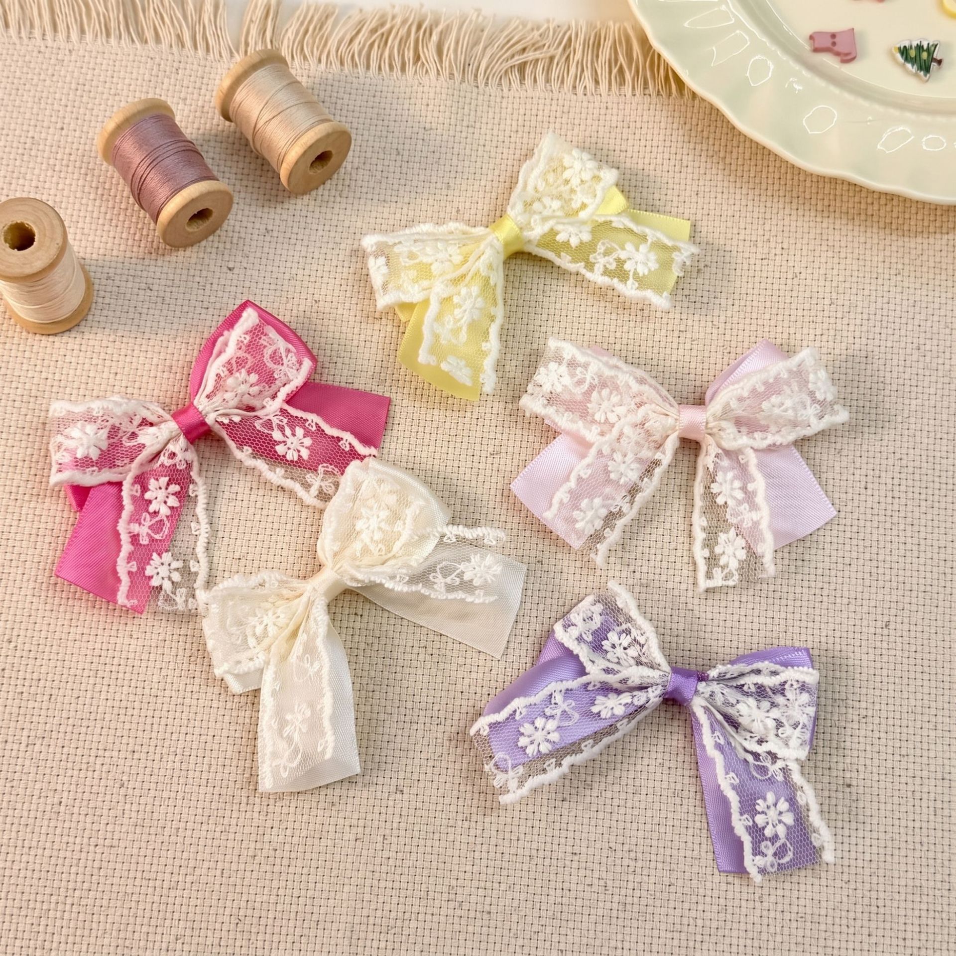 蕾丝双重甜美新款芭蕾蝴蝶结配件发夹手机壳鞋花袜子服装辅料配饰