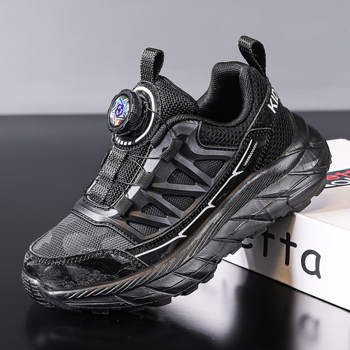 Boys' Shoes for Autumn and Winter, Leather Waterproof Children's Sports Shoes, Big Kid Button Shoes, Trendy Father's Shoes