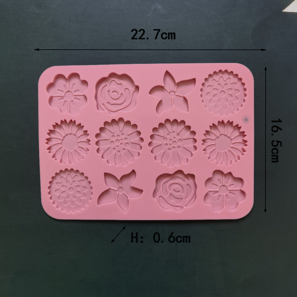 12 flores 287 molde de silicona pudín molde de postre decoración de pastel de cocina para hornear