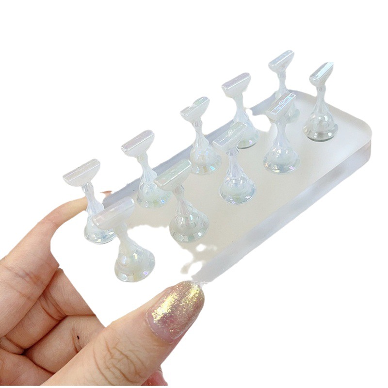 Nail solid acrylic practice seat nail pad support base wear nail metal Chess double row nail tray 10mm