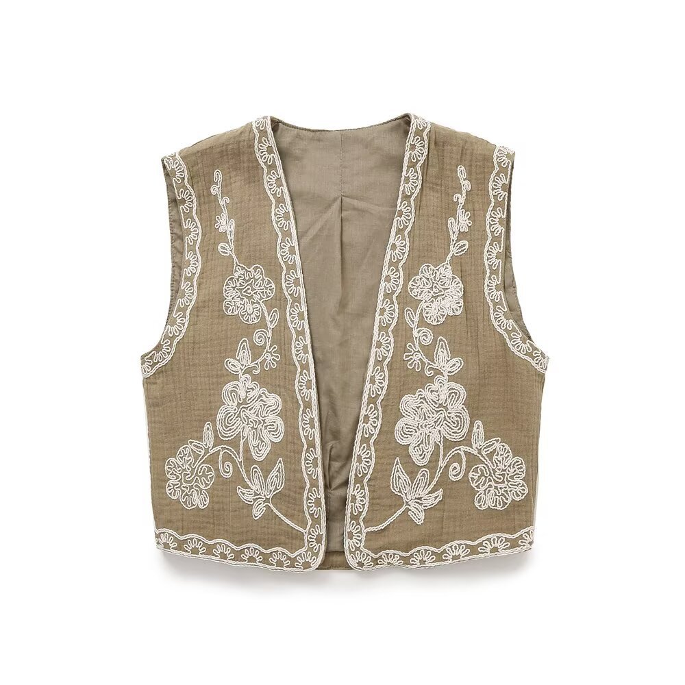 ZA comercio exterior al por mayor estilo europeo y americano francés moda femenina temperamento casual chaleco de bordado 6895023 image 5