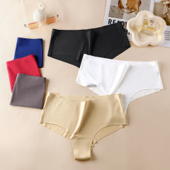 European and American cross-border large size mid-waist women's briefs for belly control and hip lifting fitness sports breathable seamless ice silk underwear for women