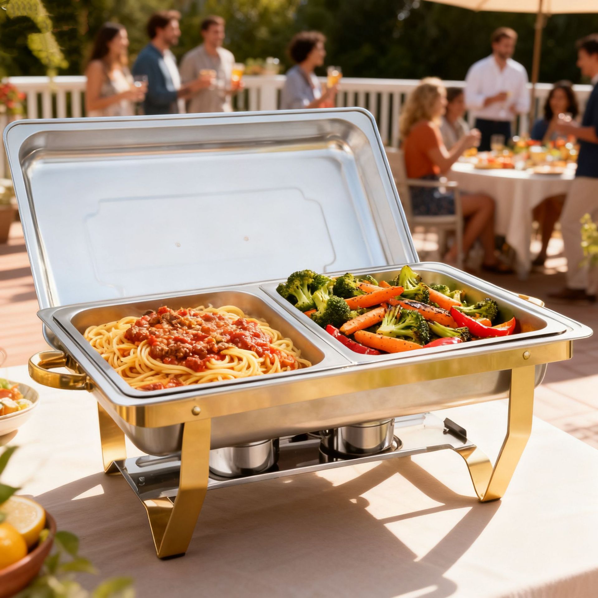 跨境货源不锈钢自助餐炉保温炉商用餐厅酒店可拆折叠chafing dish