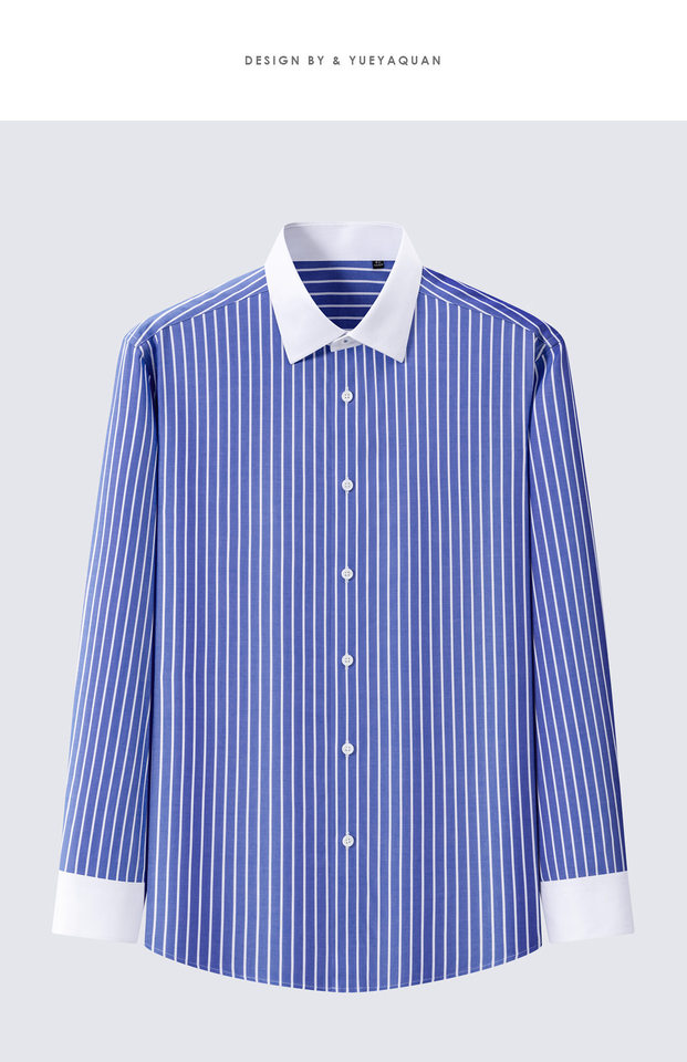 Áo sơ mi nam dài tay công sở cao cấp cổ phối màu, cotton 200 sợi chống nhăn — Sọc xanh lam - 210, Sọc xanh đậm-211 chi tiết 22