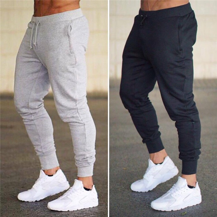 2022 Foreign Trade Spring and Autumn Solid Color Spandex Thin Sports Pants Men's Loose Leg Trousers Fitness Running Casual Pants