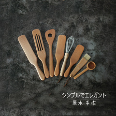 Measuring spoon, long handle spatula, sauce shovel, spatula, salad mixing drain, wooden spatula, egg beater, oil brush, 8-piece kitchen utensil set