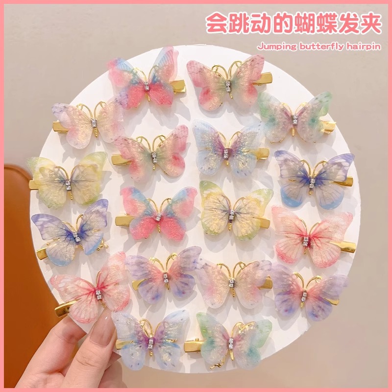 Can moverse mariposa clip para el cabello de niños super princesa tocado de cabello 2024 nueva niña dulce clip para el cabello de frangeo