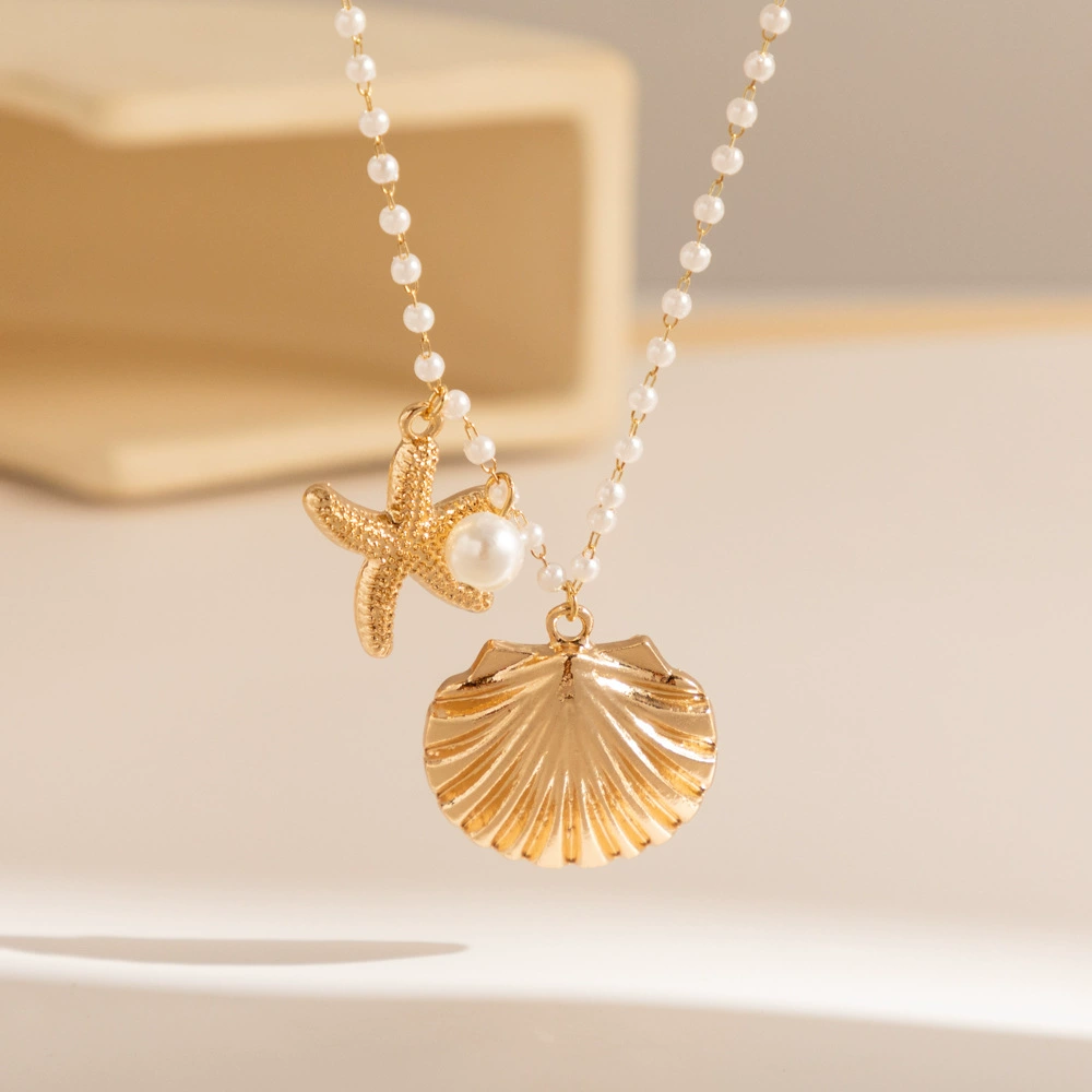 Европейские и американские трансграничные новые морские серии жемчужное ожерелье легкое и роскошное французское старшее чувство морской звезды раковины ключицы