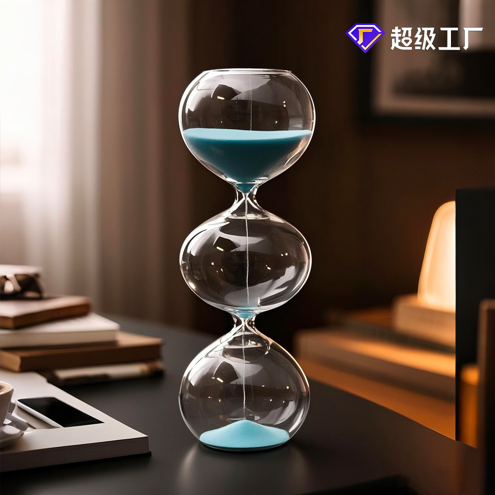 Reloj de arena de vidrio creativo de tres capas esféricas forma de reloj de arena temporizador de la personalidad nórdica fábrica de decoración del hogar al por mayor