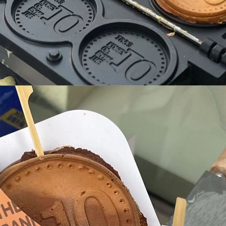 Monedas de oro cocinado máquina de pan de dibujo de alambre comercial máquina de monedas de calefacción eléctrica máquina de monedas de barraca cocinado moneda coreana equipos de queso calefacción eléctrica