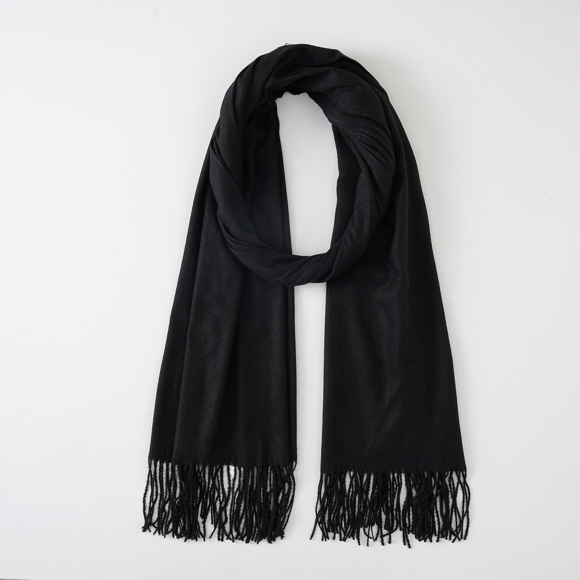 Nueva bufanda glutinoso color sólido bufanda de Cachemira bufanda de borla de las mujeres moda cálido monocromo simple