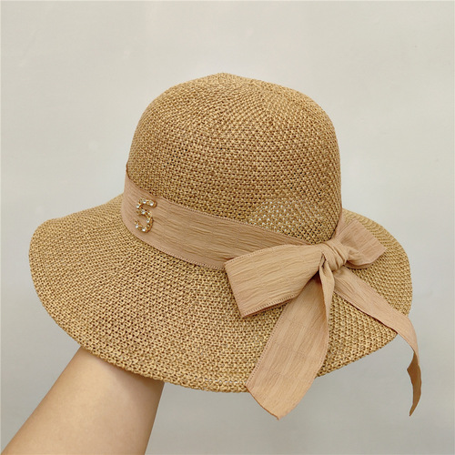 Japanese bow fisherman hat women's summer outdoor all-match sun hat Korean style fashionable face small sun protection sun hat