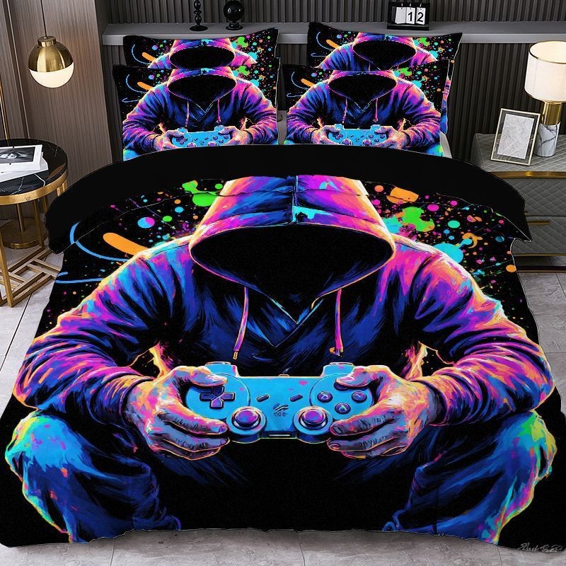 Impresión digital transfronteriza abrasión edredón juego de deportes electrónicos kits textiles suaves pro-piel TEMU / JIT