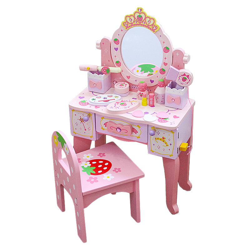 new pattern children wooden  dresser princess Makeup suit Play house girl Toys 61 gift 6.1