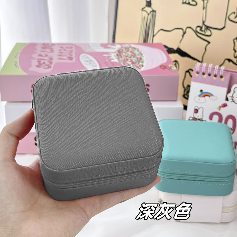 多機能ポータブルレザーツイルジッパーバッグリングネックレスイヤリングイヤリング大容量ジュエリー収納ボックス|undefined