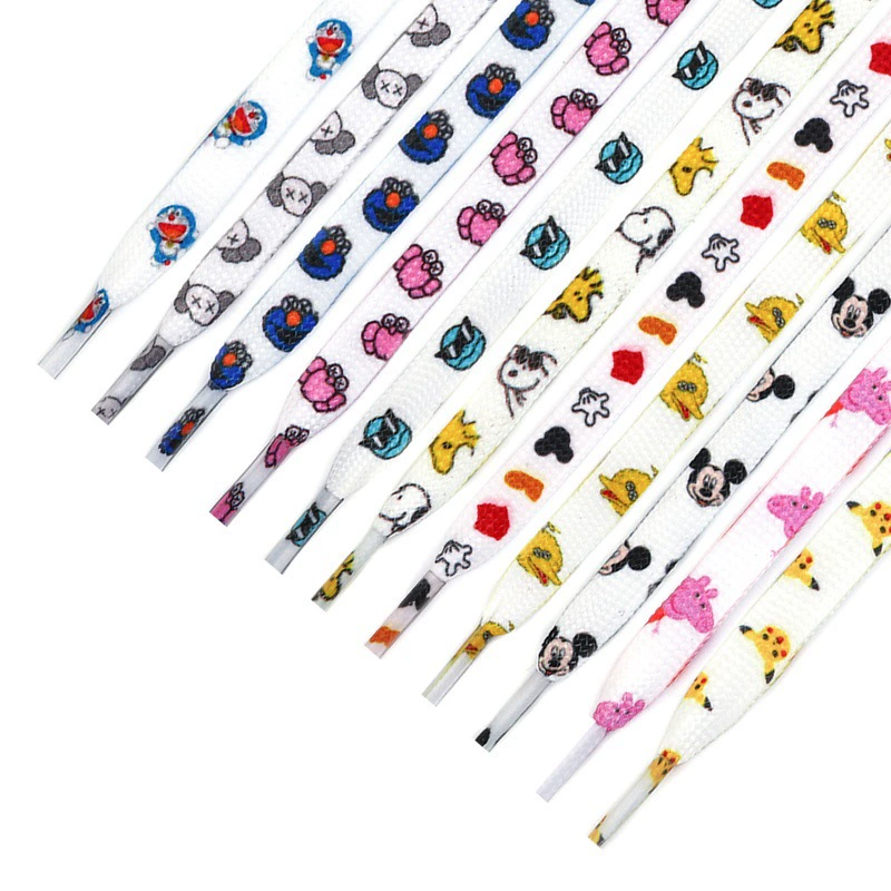 Выкройка творческих красочных плоских шнурков подходит доска обувь холст обувь белые туфли мультфильм дети милый стиль