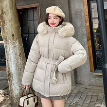 棉服女中长款2025年冬季新款欧美风女式棉衣大毛领棉袄夹克外套