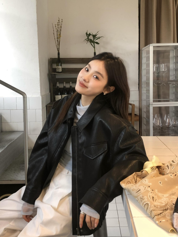 街头复古感黑色pu皮衣外套女2025秋韩版机车翻领软皮夹克上衣百搭|undefined