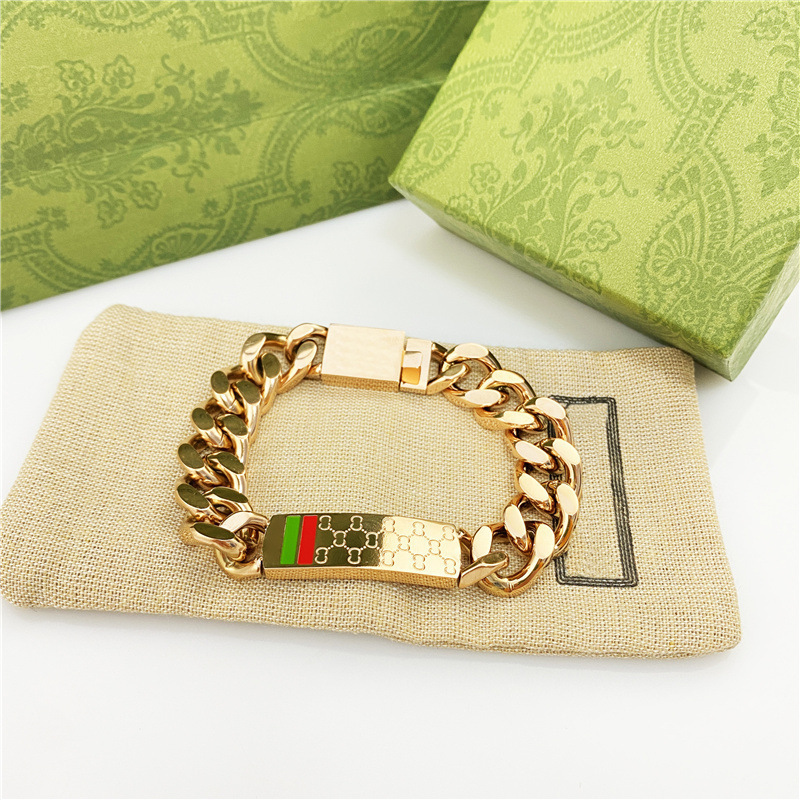 Ancient Style Double g Red and Green Striped Thick Bracelet for Men and Women, Daisy Green Enamel Antique Bracelet, Vintage Distressed Trendy Style