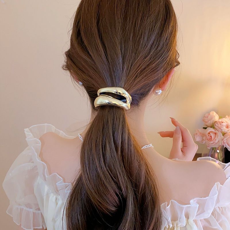 韓国の新しいスタイルの不規則な金属ヘッドバンド、ファッショナブルな女の子のポニーテール気質のヘアロープ、高弾性と耐久性のあるヘアゴムバンド|undefined
