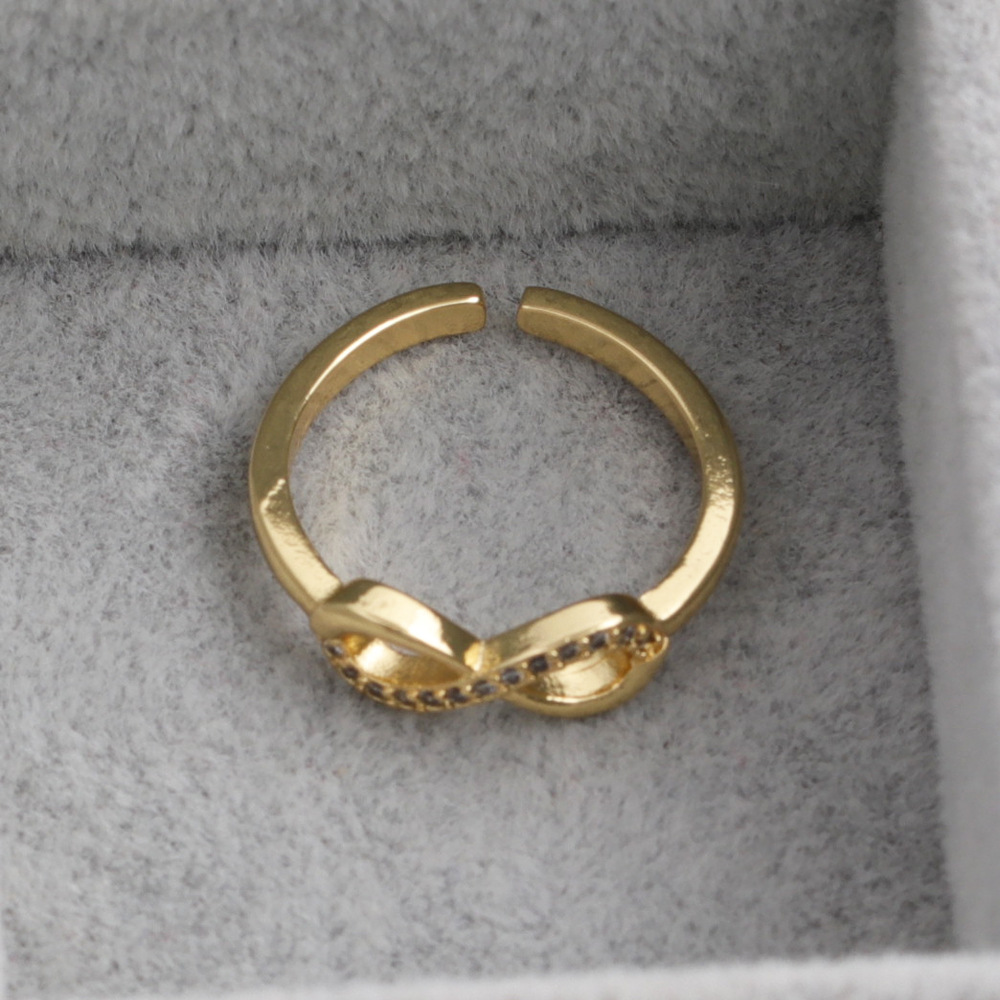 Fashion geometric copper inlaid zircon rings wholesale