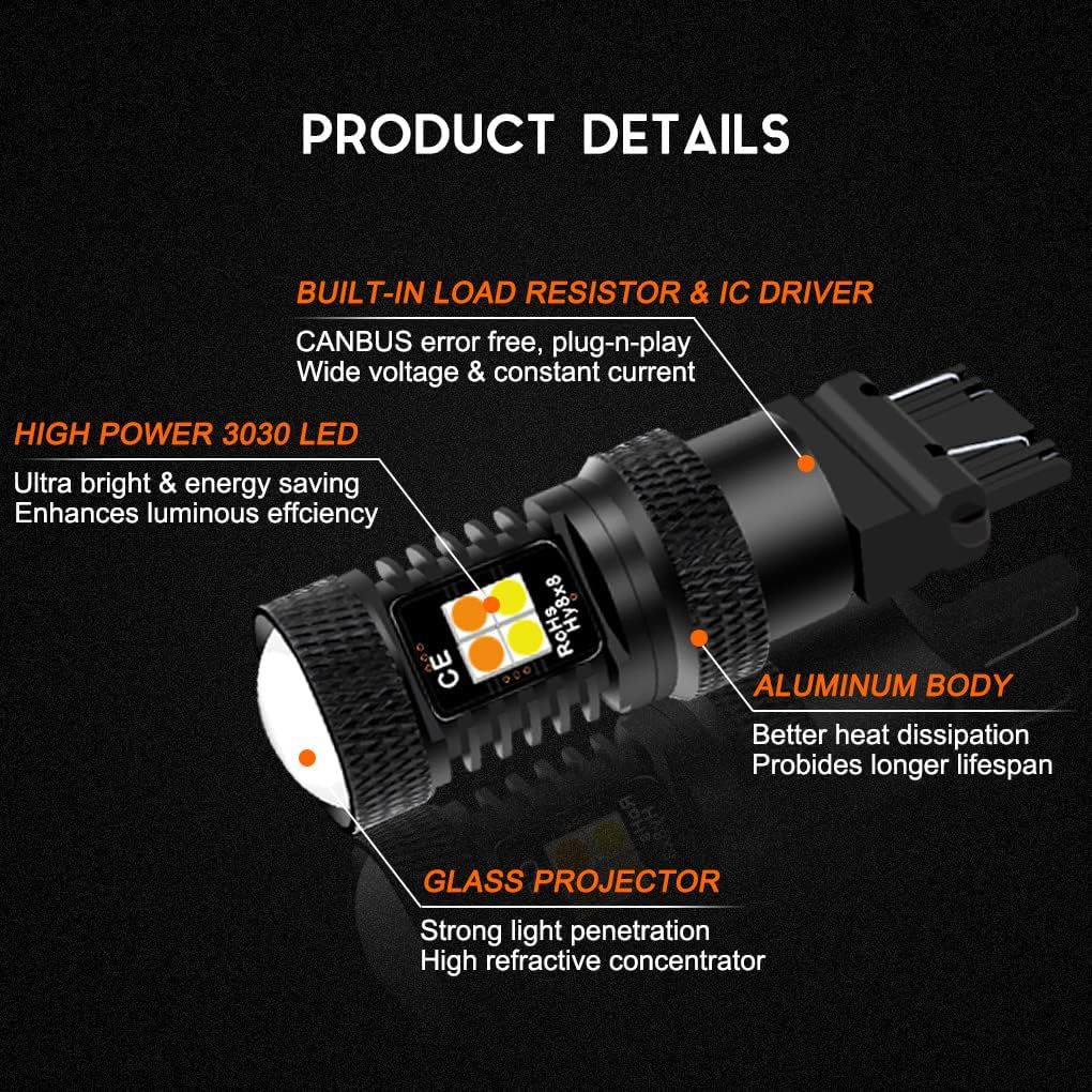 Ebay Amazon's New Car Led Turn Signal Brake Light 3157 3030 16Smd White and Yellow Reversing Dual Color
