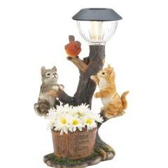 猫の犬のウサギの太陽エネルギーの金の庭園の樹脂の工芸品の庭の花園の動物の彫像の置物