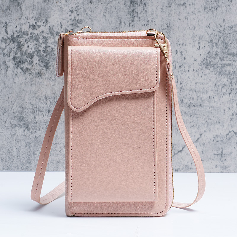 2023 simple nueva moda estilo coreano hombro mensajero bolsa de gran capacidad de las mujeres larga cartera color sólido teléfono bolsa