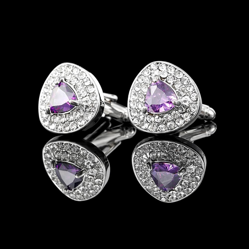 light luxury crystal zircon tie clip tie accessories diamond cufflinks men and women business cuff nails tie clip set_voghion.com