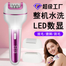 女士电动剃毛器三合一拔毛器腋下私密剪家用水洗磨脚器脱毛刀跨境
