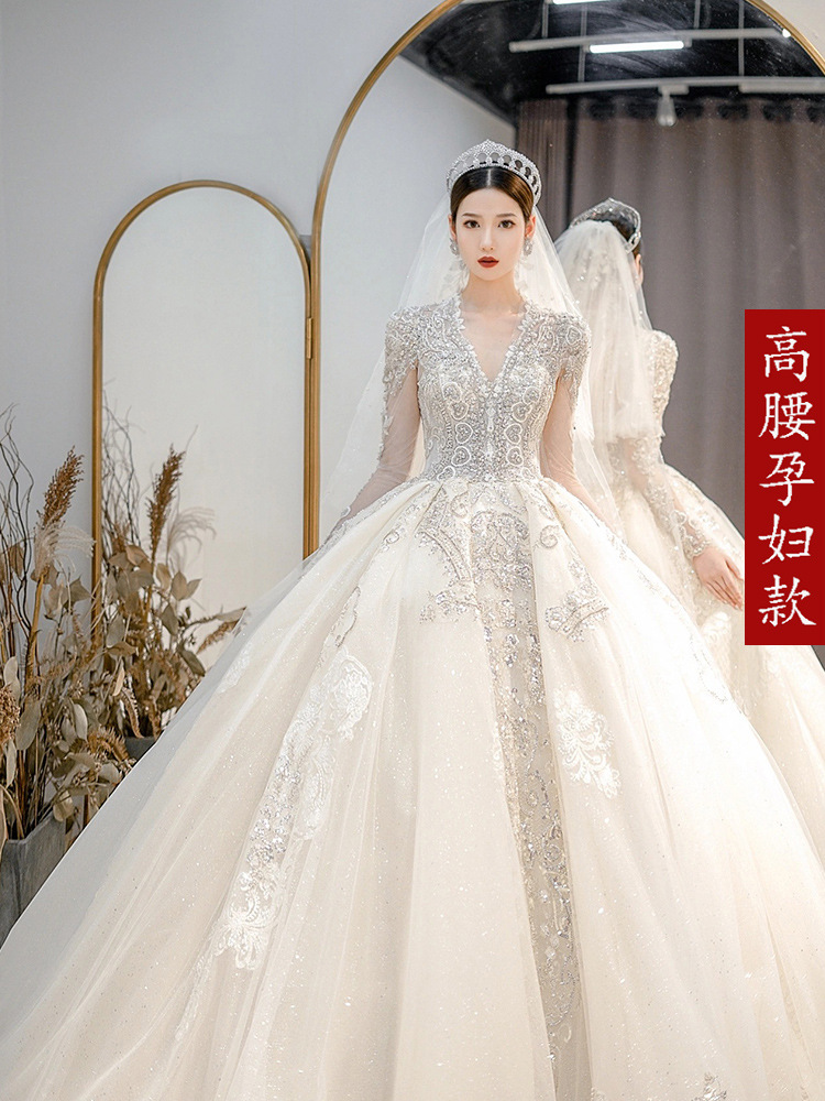 Vestido de novia 2025, nuevo estilo, vestido de novia principal, estilo palacio, sensación de alta gama, cola larga, cintura alta, talla grande para mujeres embarazadas D86. image 8