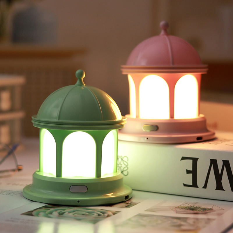 Lámpara de Noche LED Castillo USB 4 Niveles, Recargable, Plástico ABS, para Dormitorio